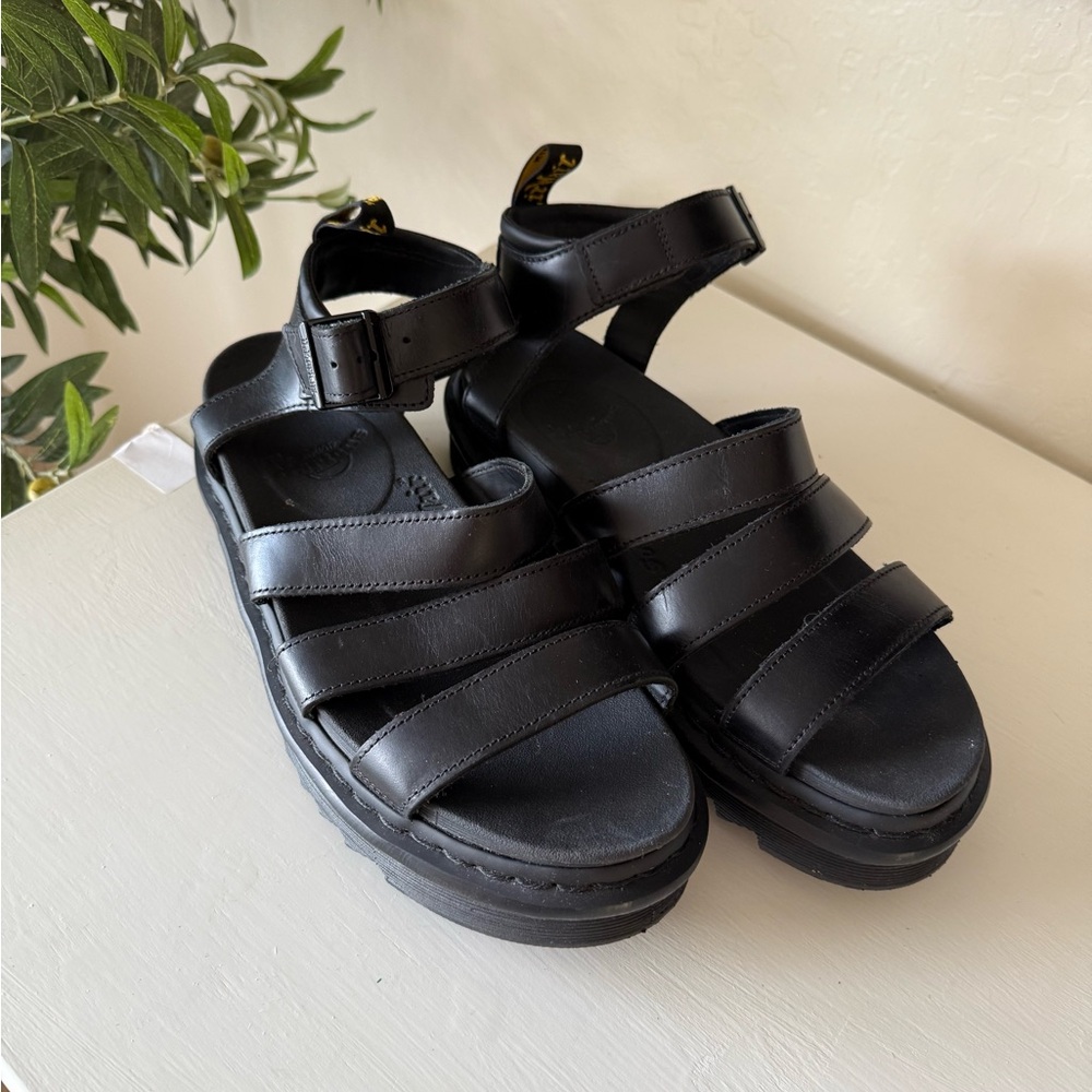 Dr. Martens Black Leather Platform Sandals